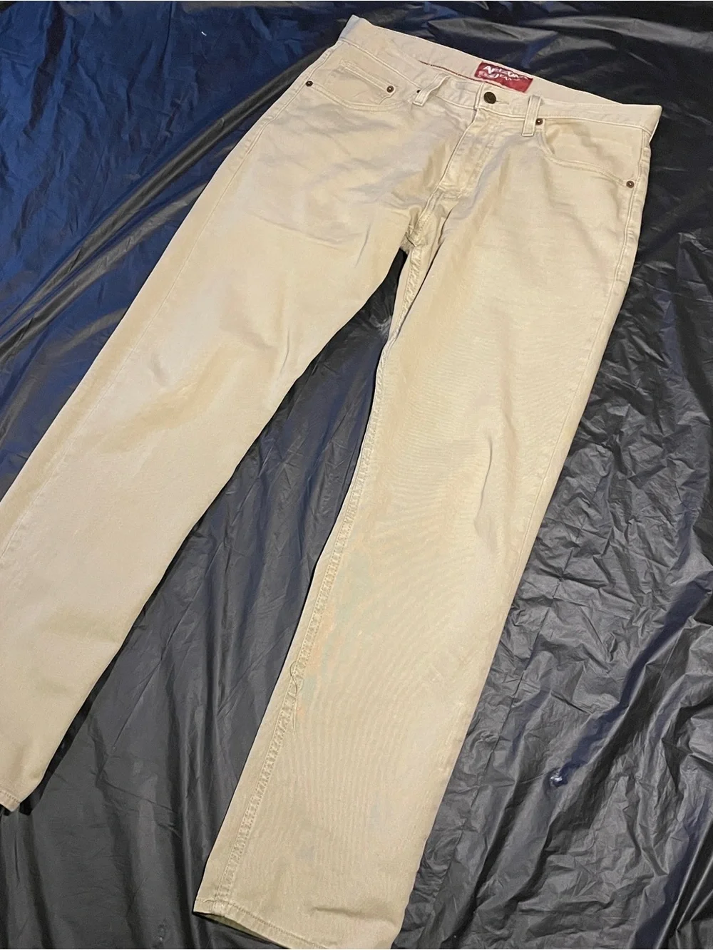 Arizona Jean Co Mens Straight Leg Khaki Pants Tan 32x32